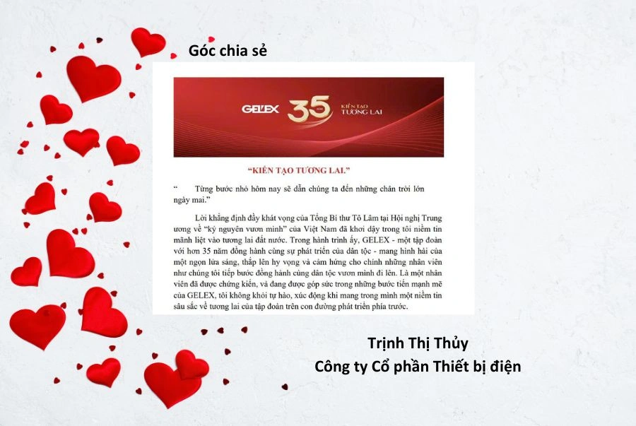Góc chia sẻ: GELEX – Kiến tạo tương lai (Trịnh Thị Thủy – THIBIDI)