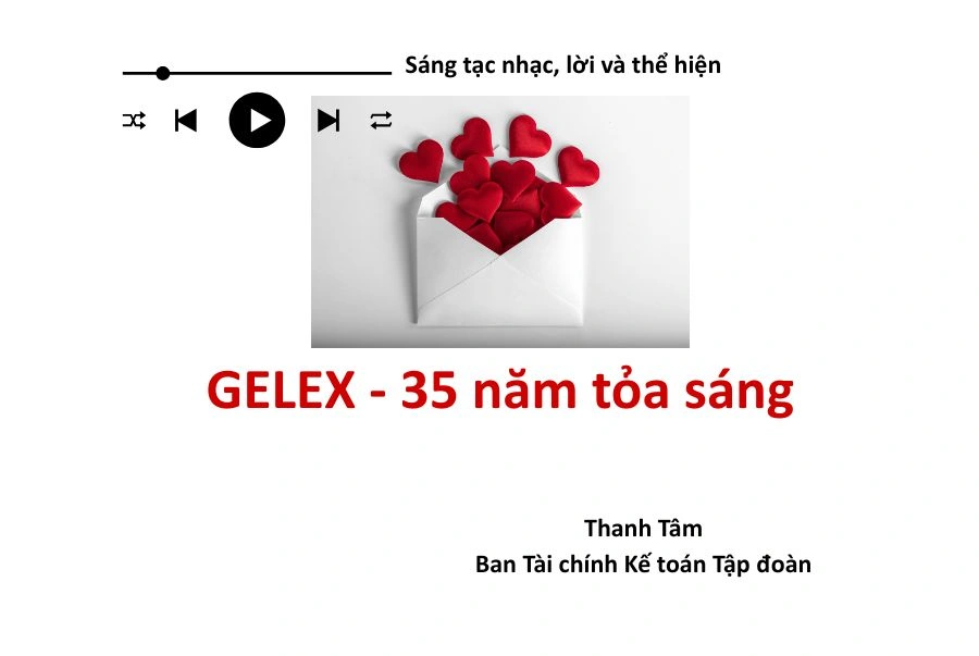 Sáng tác nhạc, lời và thể hiện: Hành Trình GELEX – 35 Năm Tỏa Sáng (Thanh Tâm – Ban TCKT Tập đoàn)